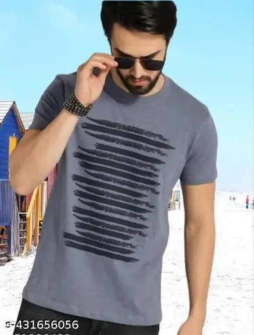 Indian cotton printed Men's t-shirt in short sleeves - Sizes M38L40XL42 (Bharat New Enterprises)
