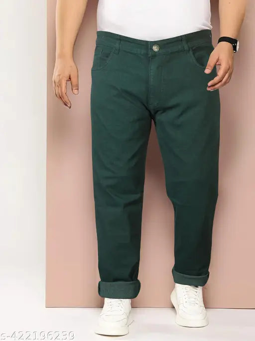 Black cotton blend relaxed green jeans for men - elevate everyday style with a regular fit, classic denim fabric, and sizes from 36 to 48