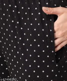 Black cotton pyjama lounge wear for women and girls - above knee length, printed, elasticated waistband