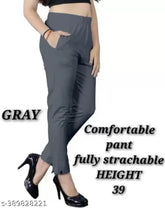 Dark grey cotton-lycra jumbo plus size stretchable pants with pockets for women, premium quality, loose fit, 24-hour fashion, 32"-52", Indian origin