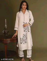 Rayon Aakarsha Pretty Women's Kurta Set with Palazzos, printed net design, three-quarter sleeves, single size options M and XL