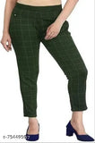 Stretchy cotton blend checked jeggings for women - comfortable and stylish fashion trouser for day or night