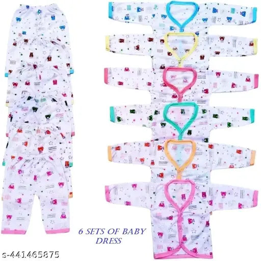 Baby dress kids summer set, multicolor printed long-sleeve outfits for newborn to 9 months, Indian cotton blend fabric