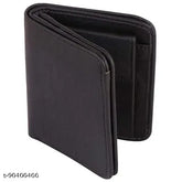 Solid faux leather bi-fold wallet, perfect for men's daily use. Ample space for cards, coins, and cash. Made in India