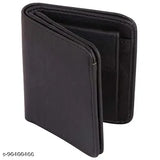 Solid faux leather bi-fold wallet, perfect for men's daily use. Ample space for cards, coins, and cash. Made in India