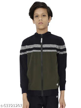 Boys Kids Color Block Polyester Jacket with long sleeves, pocketed, trendy raglan design, durable finish