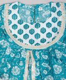Blue cotton Spack Jerrow Kurti Sharara set for baby girls, featuring straight top and sharara bottom with printed pattern and three-quarter sleeves. Ethnic wear kids dress, suitable for 12-18 months to 6-7 years old. Made in India