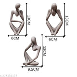 Resin and marble, three-piece modern art figurine showpiece set (9.5x6x13cm). Ideal for living room or home decor, Diwali gifts, or housewarming ceremonies