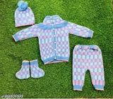 Oarson babies pure wool striped winter set, four pieces for stylish and trendy outfits for 0-6 months infants (India)