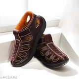 Synthetic leather, lightweight, washable striped kids sandals for active play, Velcro closure