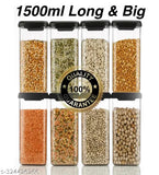 Unbreakable airtight, plastic dry fruit jar set of 8 - net quantity 15L, ideal for kitchen storage