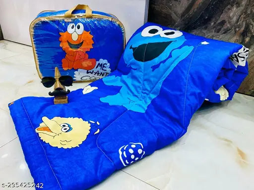 Blue car print reversible kids comforter, ultra-soft Glace Cotton, all season use, ideal for 0-8 years room decor