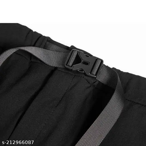 Black cotton cargo pants with elastic waist and camouflage net pattern, featuring pockets. Heavy Industry tactical webbing Darkwear men's pants size M/L/XL/XXL