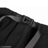 Black cotton cargo pants with elastic waist and camouflage net pattern, featuring pockets. Heavy Industry tactical webbing Darkwear men's pants size M/L/XL/XXL