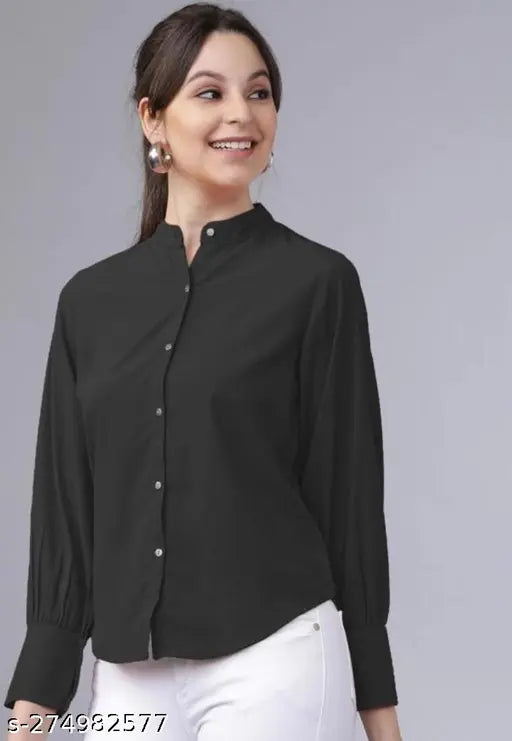 Solid long-sleeved stylish shirt for women (XS - L), Indian-made fashion apparel