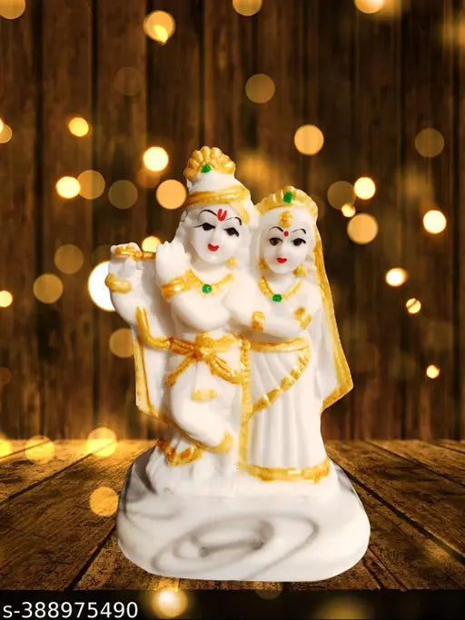 Ganesh Art marble Radha Krishna Murti sculpture, 4H x 23L x 7W inches, for graceful home decor or pooja room