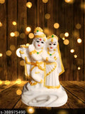 Ganesh Art marble Radha Krishna Murti sculpture, 4H x 23L x 7W inches, for graceful home decor or pooja room