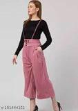 Pink cotton blend jumpsuit with inner sleeves, solid pattern for women's casual or party wear, India origin