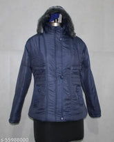 Women's solid polyester full-sleeve bomber jacket, perfect for chilly weather, India-made