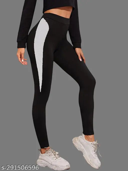 Printed Lycra jeggings for women, trendy, size 26 (waist 26in, length 39in, hip 30in), Indian-made fashion wear on model