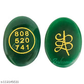 Green Jade Zibu Coin - Attract wealth, prosperity, & cash flow. Natural, non-synthetic cabochon oval shape Feng Shui money coin. 1 pc, tumbled in jute bag. Improves knowledge, memory, relationships, and overall health. Made in India