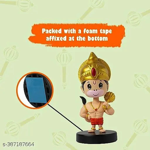 Buko Famous Figure Shakey bobblehead, natural resin automobile decoration with mobile holder, adorable Hanuman figurine for car interior, office desk or study table
