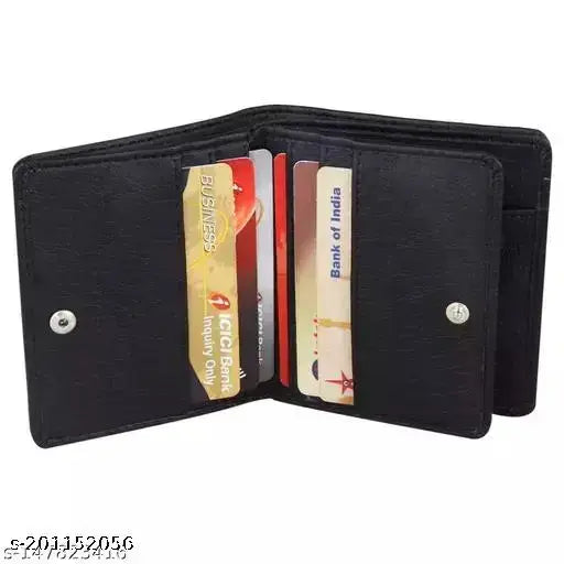 Gittak Black Faux Leather Wallet for Men, 6 card slots, 1 coin pocket, hidden compartments, currency storage, ID slot - modern, stylish, gift-worthy accessory