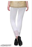 Minimus white lace leggings for women and girls, cotton lycra, dyed/washed leggings with waist size 32in, length size 37in, hip size varies