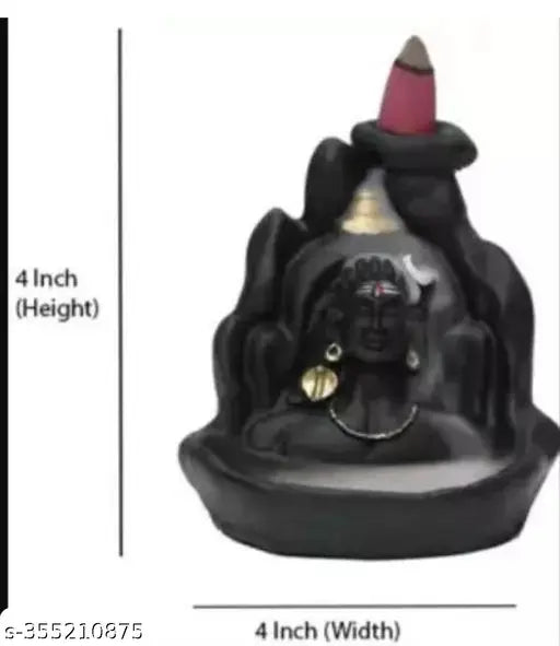 Resin Adi Shankara MotherSon Idol Smoke Fountain, Kedarnath Dham & Adimandir Smoke with 20 incense cones - Indian spiritual decor item, 10.5cm tall