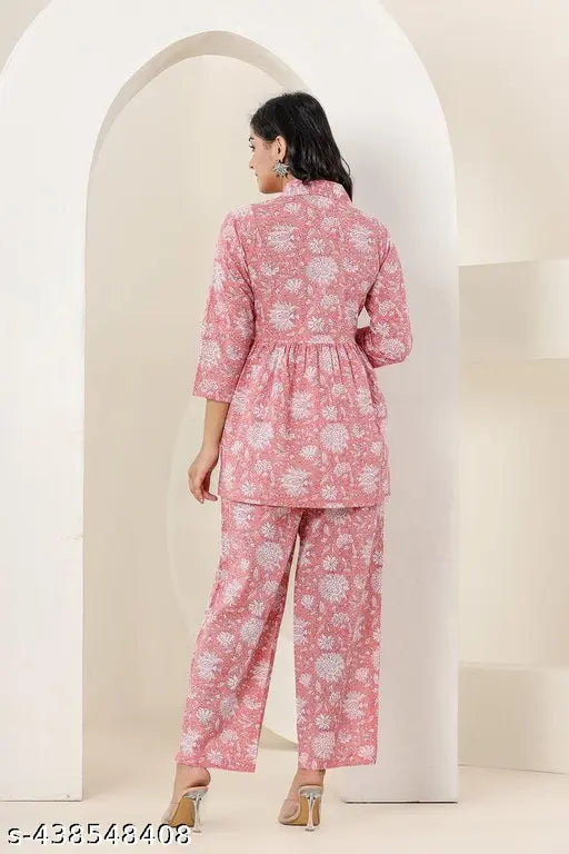 Rayon slub printed Rajasthani cord set for women and girls, Balika creation top & bottom set