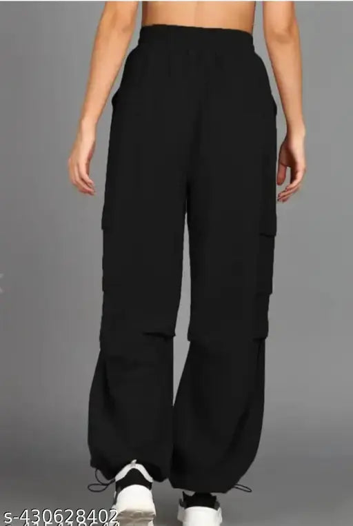 Black oversized hippie streetwear cargo pants for women