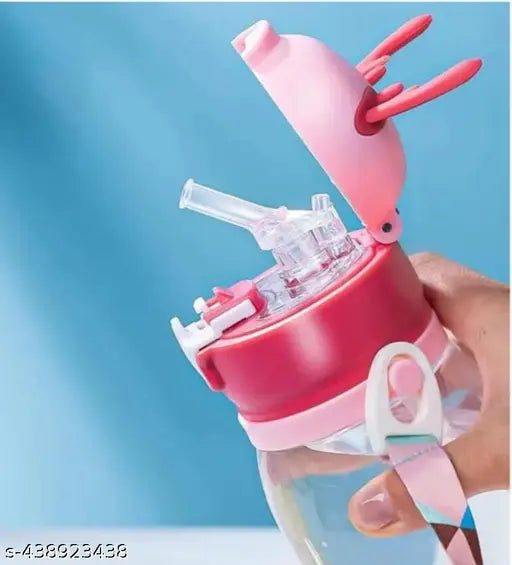 Multi-colored BIS/ISI certified kids sipper straw water bottle, leak proof and lightweight for easy handling, made from plastic
