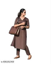 Rayon V-neck kurta pant set in solid color, showcasing traditional Indian designs. High-quality cotton fabric ensures comfort and durability. Great for casual or formal occasions, perfect for gifting. Made in India