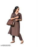 Rayon V-neck kurta pant set in solid color, showcasing traditional Indian designs. High-quality cotton fabric ensures comfort and durability. Great for casual or formal occasions, perfect for gifting. Made in India