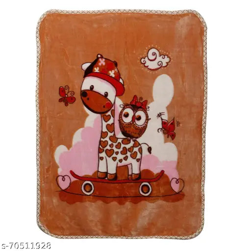 Premium mink cotton giraffe print baby blanket, soft, lightweight, ideal for mild winter