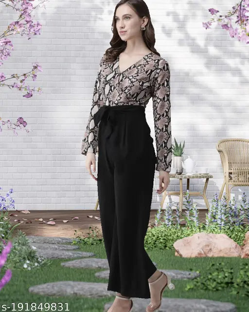 Fancy winter Lycra jumpsuit with printed net pattern, long sleeves. Women's size XS-XXXL, India origin