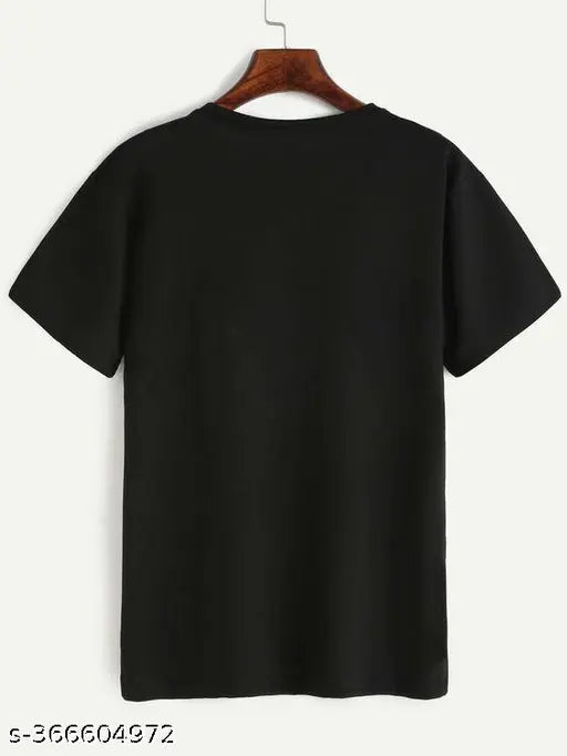Men's black printed cotton blend t-shirt, regular fit, half sleeves - perfect for trendy casual wear