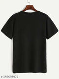 Men's black printed cotton blend t-shirt, regular fit, half sleeves - perfect for trendy casual wear