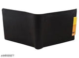 Black PU artificial leather formal wallet for men - 10 card slots, regular size (11x9cm)