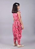 Misbis girls rayon printed top and dhoti pants set, A-line style, sleeveless, perfect for parties & ceremonies, Indian-inspired fashion