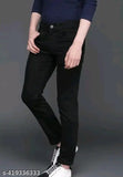 Attractive latest men's black denim jeans, premium quality with distressed details, size 24-34 (India)