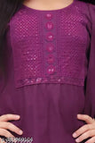 New stylish cotton blend kurti-pajama set for girls, embroidered top with lace net bottom, pack of 3, India