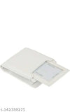 White faux leather wallet for men and boys, robust design with 2 compartments, soft polyester lining, ideal for everyday use