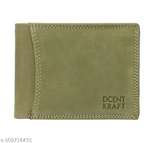 Genuine leather green coin pocket wallet for men, features RFID blocking, 7 card slots, 2 hidden pockets, and 2 big cash compartments