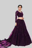 Purple embroidered net lehenga-choli set with embellished dupatta, semi-stitched (LW44, LL42, DL12), from India
