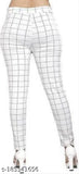 Stretchable cotton blend check jeggings combo for girls, ideal for casual & gym wear