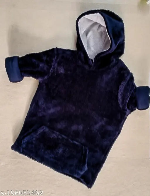 Kids polycotton hoodie, self-design pattern, long sleeves, 8-9 years size, Indian made
