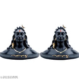 Handcrafted resin Adi Shankara figurine, meditating Lord Adiyogi Shiva (Pack of 2), suitable for car dashboard, home & office decor with matte black finish and white tilak