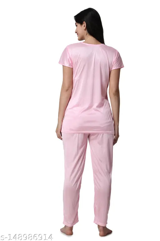 Satin night suit for women, free size (32-36 bust), comfortable, India-made, bonus offer included