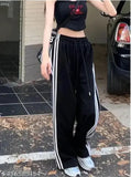 Black cotton piping trouser, stylish baggy type payjamas for women (size S-XL) - solid black joggers with side stripes, India origin